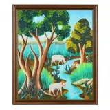 Verdant Landscape with Rams by Paul Thanis, Oil on board, sold May 2022