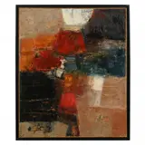 Untitled by André Veillas, Oil on board with collage elements, sold May 2022
