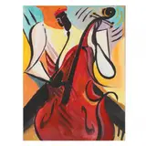 The Bass Player by Emmett Williams, Gouache on paper, sold May 2022