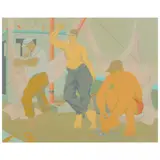 Three Men on a Shrimper by Claude Howell, Serigraph in colors, sold May 2022