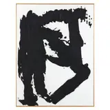 Black-on-White Abstract by Ron Goins, Oil on canvas, sold May 2022