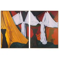 Untitled by Roberta Schofield, Oil on panel diptych, sold May 2022