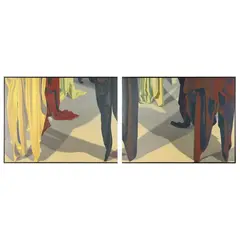 Ovation by Roberta Schofield, Oil on board diptych, sold May 2022