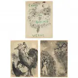 Three Framed Lithographs from Contes de Boccace, Verve by Marc Chagall, Lithographs with some color, sold May 2022