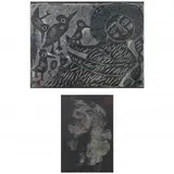 Two Woodblock Prints by Alirio Palacios, Woodblock prints in colors, sold May 2022