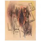 Untitled (1974) by Wifredo Lam, Pastel-embellished lithograph in colors, sold May 2022
