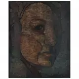 Portrait in Profile by Edgar Sánchez, Silkscreen print in colors, sold May 2022