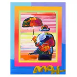 Umbrella Man on Blends by Peter Max, Acrylic over print on canvas, sold May 2022
