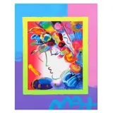 Blushing Beauty on Blends by Peter Max, Acrylic over print on canvas, sold May 2022