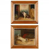 Terriers [Two Works] by J Langlois, Oil on board, sold May 2022