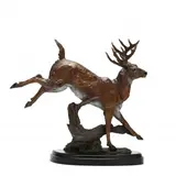 Bronze Sculpture of a Stag by Lorenzo E. Ghiglieri, Cold painted cast bronze, sold May 2022