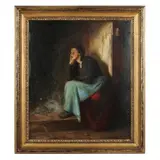 Woman by Fireside by Clara Taggart McChesney, Oil on canvas laid on board, sold May 2022