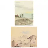 Two Low Country Scenes by Gilbert Maggioni, Watercolor and graphite on paper, sold May 2022