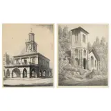 St. Johns-in-the-Wilderness, Flat Rock, North Carolina and The Market, Fayetteville, North Carolina (Two Works) by Louis Orr, Etchings, sold May 2022