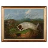 Terrier Rabbiting by W. Gregory, Oil on canvas, sold Apr 2022
