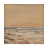 A Diminutive Seascape by E. Clark, Watercolor and whitening on paper, sold Apr 2022