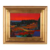 Study for Vineyard in Red by Jan Clayton Pagratis, Oil on canvas, sold Apr 2022