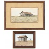 The Lodge and The Big Out (two works) by Allan Nance, The first a watercolor on paper, sold Apr 2022