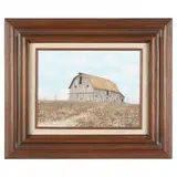 Gambrel Roof Barn in Field by Allan Nance, Acrylic on gessoed Masonite, sold Apr 2022
