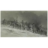 Artillery Moving Into Position, Winter by François Hippolyte Lalaisse, Black chalk with whitening on gray paper, sold Apr 2022
