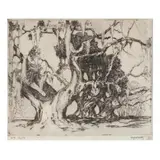 Avenue of Live Oaks (Charleston) by Alfred Heber Hutty, Etching and drypoint, sold Apr 2022