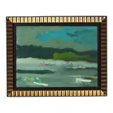Canoes on the Water by Sterling Strauser, Oil on Masonite, sold Apr 2022