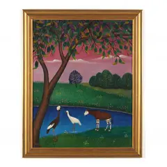 Jungle Scene by Lawrence Lebduska, Acrylic on canvas, sold Apr 2022