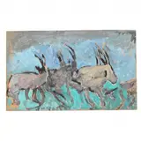 Gazelles by Justin McCarthy, Oil on Masonite, sold Apr 2022