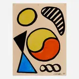 Yellow Yin, Red Yang by Alexander Calder, 1967, gouache and ink on paper, sold Jan 2025