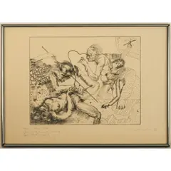 Untitled by Miguel Condé, 1973, Drypoint etching, offered Jul 2026