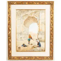 Children at Play in Rome by Roberto Raimondi, 1901, Watercolor, offered May 2026