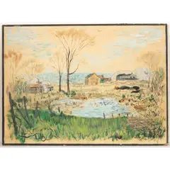 Lakeside by Wray Manning, Gouache and ink on board, offered May 2026