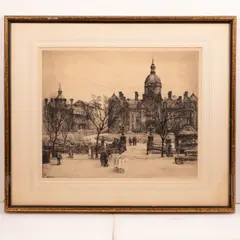 John Hopkins Hospital by Gabrielle D. Clements, 1929, Etching, offered Dec 2025