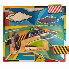 Lotta Miles by James Karpowicz, Mixed media on wood, offered May 2025