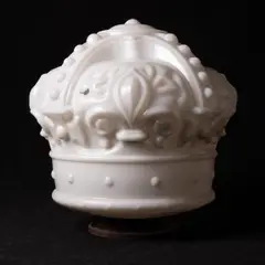 Untitled by Standard, oil red crown milk glass gas pump globe, offered May 2025