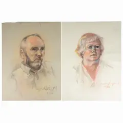 Untitled portraits (Woman / Man) by Shirley Aley Campbell, Pastel on paper, offered Mar 2025