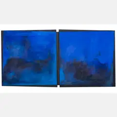 Square Off, 1988,Diptych of by Patrick Kelly, oil and encaustic on canvas and wood, offered Nov 2024