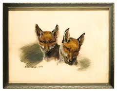 Untitled by Elizabeth Mihalyi, Pastel on Paper Two Foxes, offered Aug 2025