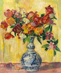Untitled by Fritz Osswald, Oil on Canvas Tulips Still Life, offered Sep 2023
