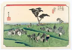 Untitled by Utagawa Hiroshige, Woodblock Print Chiryu Summer Horse Fair No. 40 Tokaido Series, offered Mar 2023