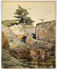 Untitled by Samuel Peter Rolt Triscott, Watercolor on Board Rocky Mountain Cliff, offered Sep 2022