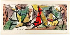 Abstract Lithograph Dancers by John Young, Pencil, offered Jan 2023