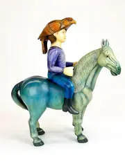 Boy Riding Horse by Sergio Bustamante Ceramic, Sculpture, offered Jun 2022