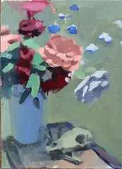 Still Life with Skull by Richard McElroy, Oil on panel, offered Oct 2024