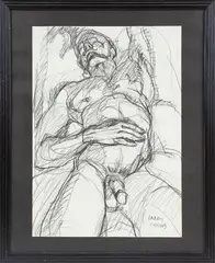 Reclining 3/4 Figure Study by Larry R. Collins, Charcoal on paper, offered Jul 2024