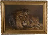 Repose (Lion and Lioness) by Géza Vastagh, Oil on canvas, offered Aug 2022