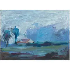 Pacific Fog Near Carmel by Jian Wang, 1990, oil on masonite, sold Nov 2025