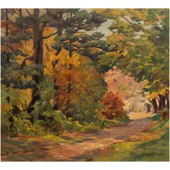 Untitled (Autumn Scene) by Carl Hoerman, oil on board, sold Nov 2025