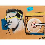 Fuzz by Robert Loughlin, 2007, mixed media on cardboard, sold Nov 2025
