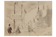 R.a. (1907-1989) by Feliks Topolski, ink and wash, offered Dec 2020